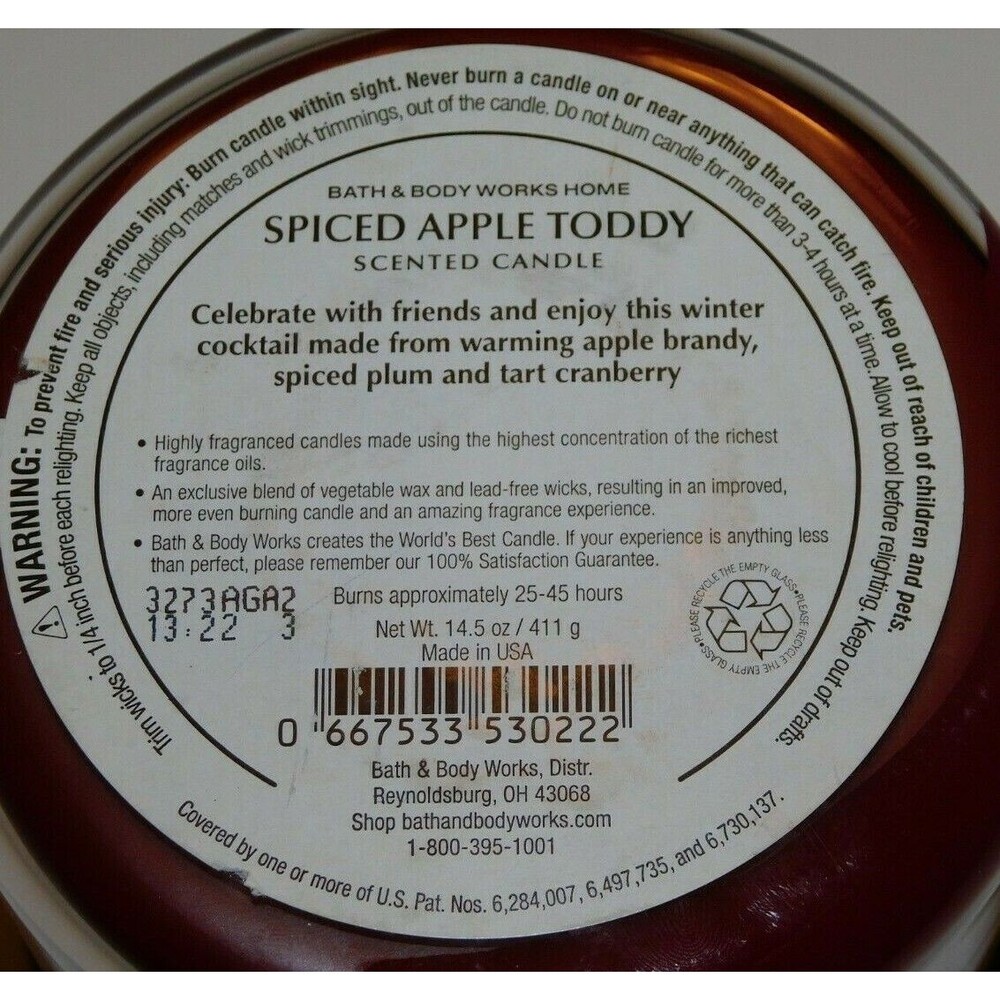 Bath & Body Works SPICED APPLE TODDY 3 Wick Jar Candle 14.5 Oz - Picture 4 of 5
